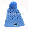 PK18ST023 latest design fashion knitting women pompom beanie with wireless earphone